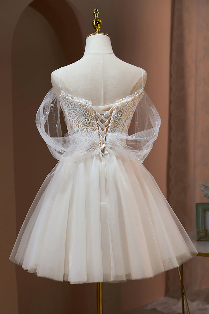Lovely A-line Tulle Homecoming Dress with Beads LJ0551