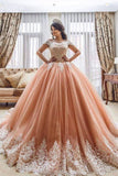 Off the Shoulder Ball Gowns Prom Dresses Lace Appliques Tulle Pink Quinceanera Dresses PW550