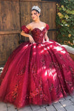 Gorgeous Ball Gown Strapless Burgundy Long Prom Dress Sweet 16 Dress