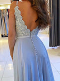 Sexy A Line Spaghetti Straps Lilac Chiffon Prom Dress PD1133