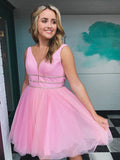 Short V Neck Graduation Homecoming Dresses N348