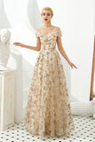 Gorgeous A Line Sequins Tulle Floor Length Prom Dress WH31332