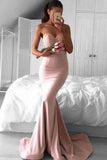 Mermaid Pink Stunning Sweetheart Lace Sweep Train Prom Dresses
