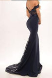 Mermaid Off the Shoulder Black Long Prom Dress Bridesmaid Gowns
