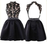 Prom Dress Lace Prom Dress Black Prom Dress Fitted Prom Dress Short Prom Dress PM607