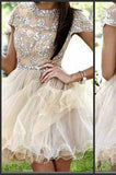 Charming Cap Sleeves Backless Short Prom Dress Homecoming Dress