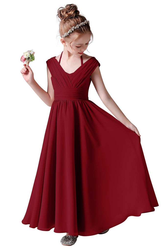 A Line Chiffon Sleeveless Flower Girl Dress With Pleats