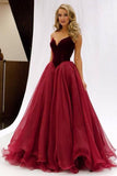 2017 Princess V-Neck Organza Sleeveless Open Back Ruffles Burgundy Prom Dresses uk PM696