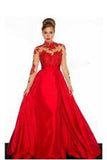 Elegant Taffeta Applique Long Sleeve Empire Prom Dress