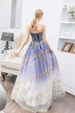 Charming Ombre Puffy Strapless Sparkly Prom Dress Sexy Long Sleeveless Party Dress P1236