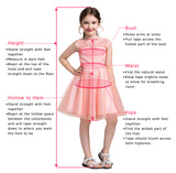 A Line Pink Scoop Neck Short Sleeves Bowknot Lace Appliques Flower Girl Dresses PH860