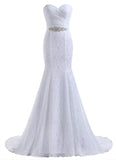 Mermaid Ivory Sweetheart Lace Wedding Dresses, Long Strapless Bridal Dresses uk PW350