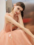 A Line Tea Length Sweet 16 Dress with Hand Made Flower P1330