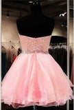 2017 Lace Short Blush Pink Strapless Sweetheart Sweet 16 Dress Homecoming Dresses H28
