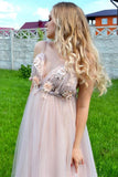 Elegant Spaghetti Straps V Neck Prom Dress With Handmade Flowers Bridesmaid Dress P1429