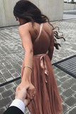 A Line V-Neck Tulle Tea Length Short Prom Dress Evening Dress P1509