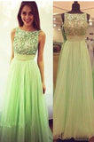 green charming chiffon party Dresses Long prom Dresses