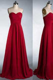 A Line Sweetheart Red Floor-Length Backless Prom Dresses