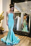 Sexy Elegant Strapless Mermaid Backless Long Green Backless Sleeveless Prom Dresses uk PH251