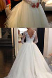 Sexy Lace Long Sleeves Backless High Neck Appliques Beaded Bridal Gowns PW389