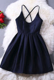 Cute Navy Blue Pleats Short Dress Fashion New Vestido Prom Dress Juniors Party Gowns