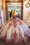 Princess Ball Gown Strapless Sweetheart Prom Dresses with Tulle, Beading Quinceanera Dresses P1403